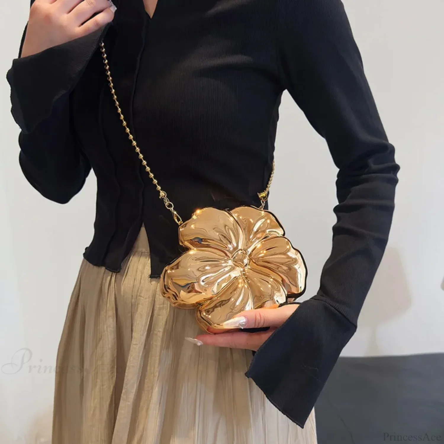 Rose Gold Floral Acrylic Clutch Bag - Image 3
