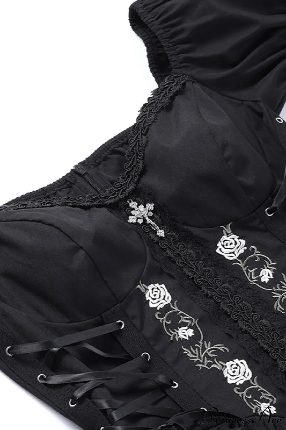 Rose Lace A-Line Gothic Dress - Image 5