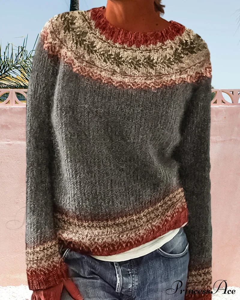 Round Colorblocked with Neck Sweater Design - Image 4