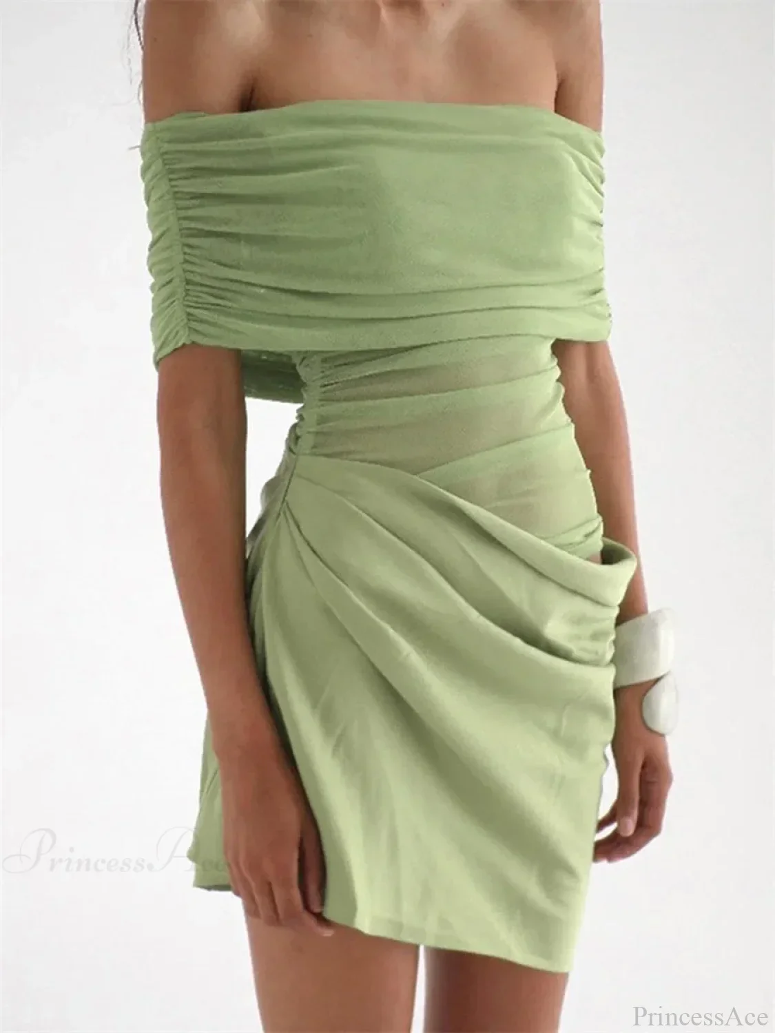 Ruched Mesh Party Mini Dress - Image 5