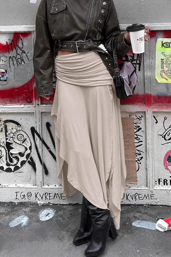 Ruched Split Asymmetrical Maxi Skirt - Image 4