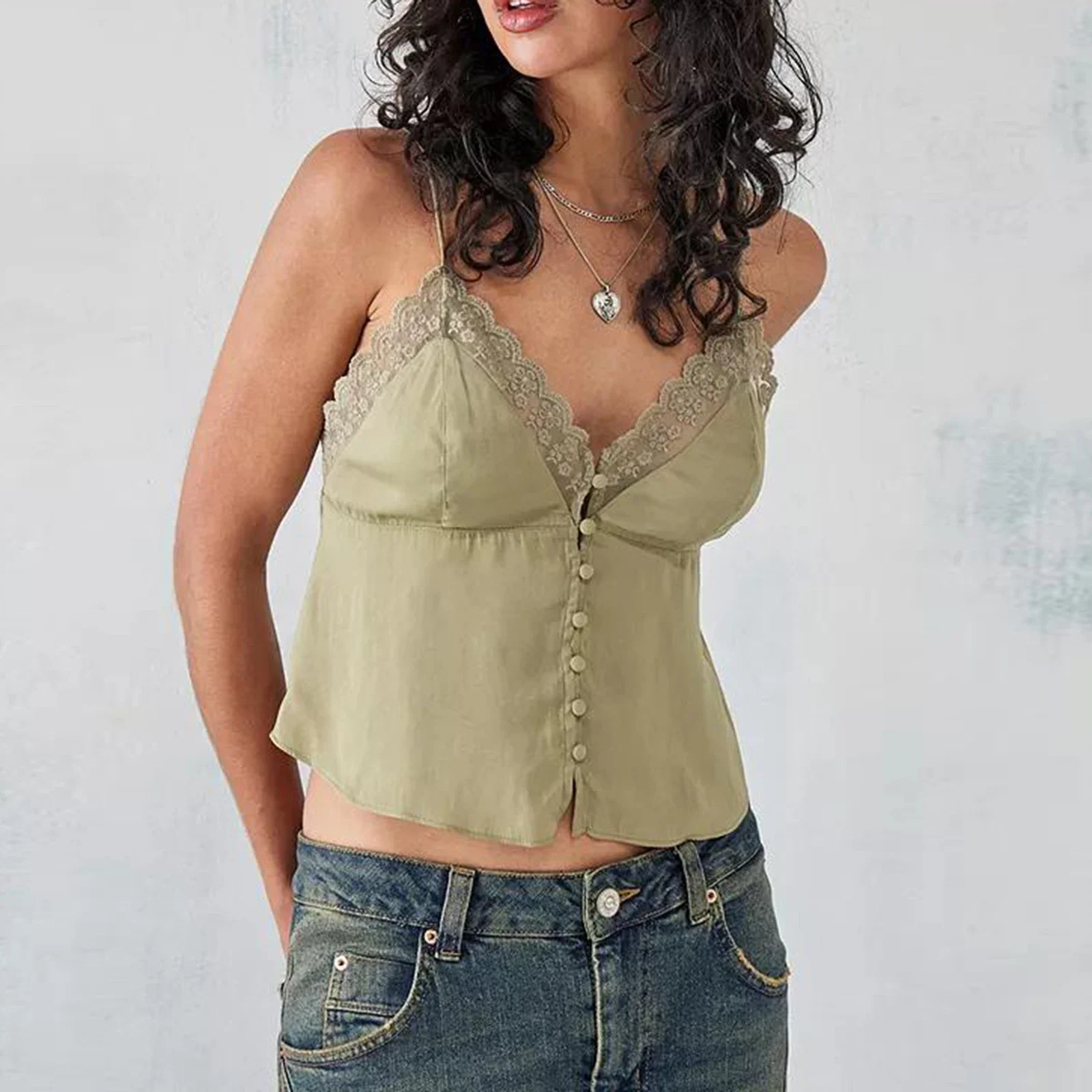 Ruched V-Neck Solid Crop Top - Image 3