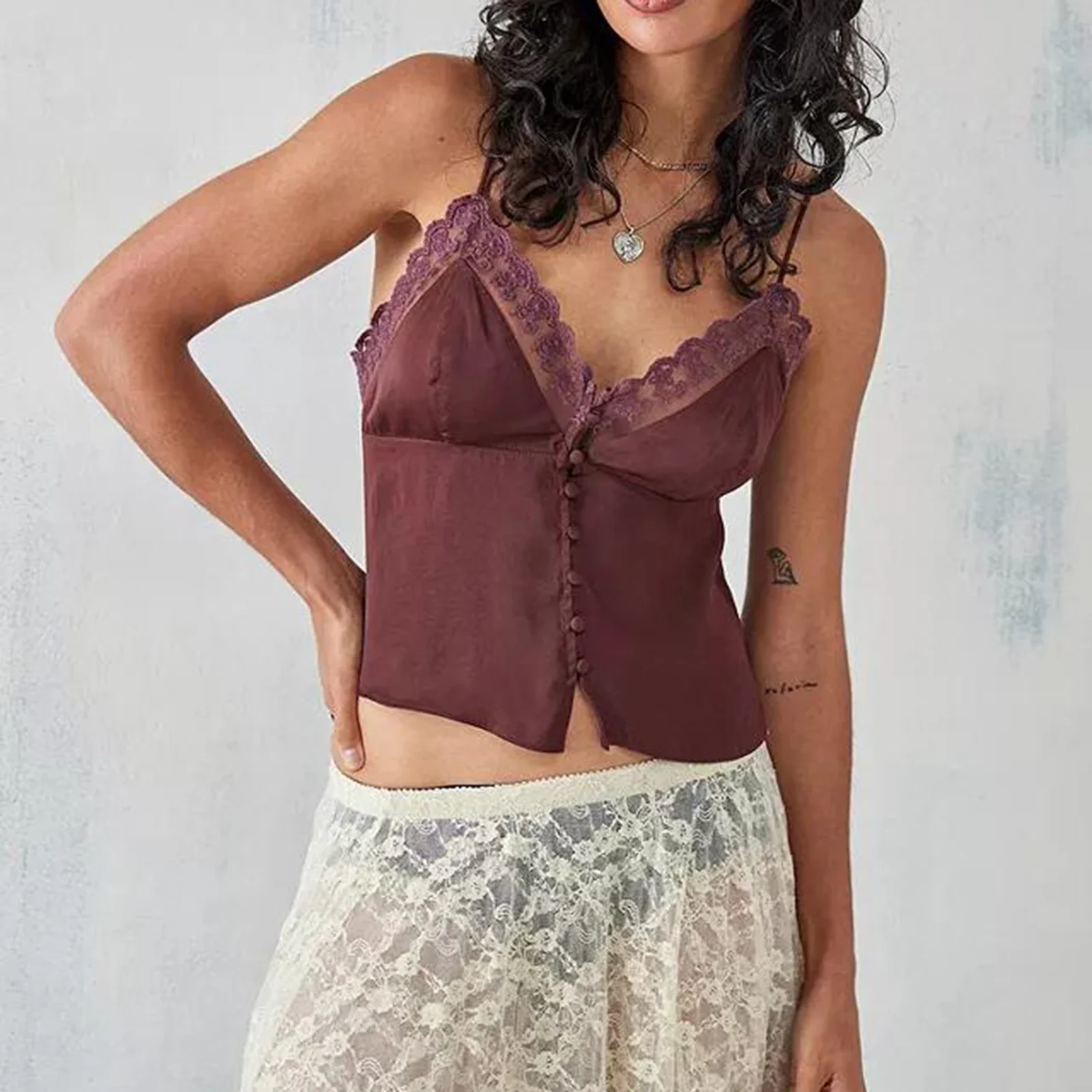 Ruched V-Neck Solid Crop Top - Image 5
