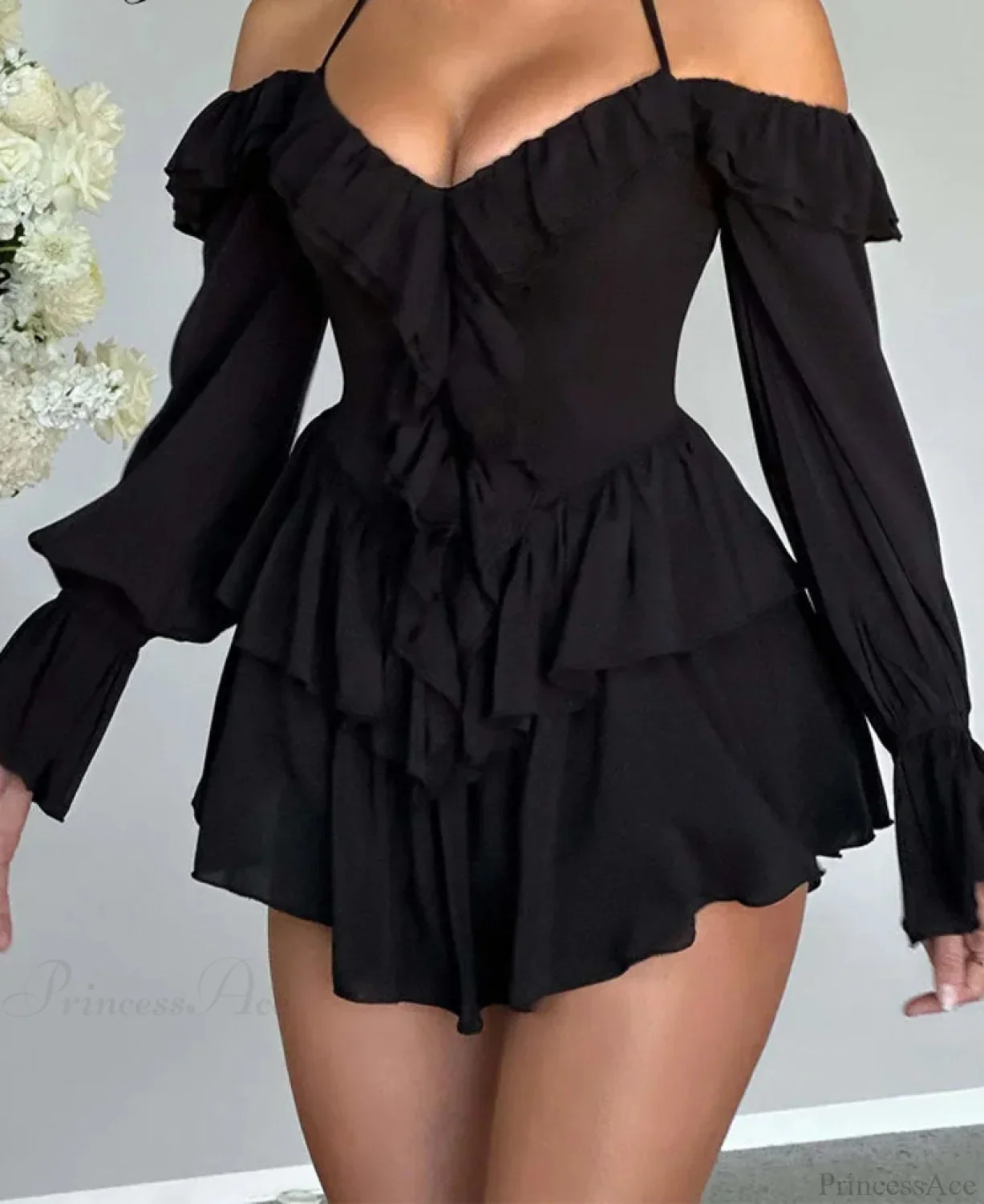 Ruffle Flare Sleeve Mini Dress - Image 3
