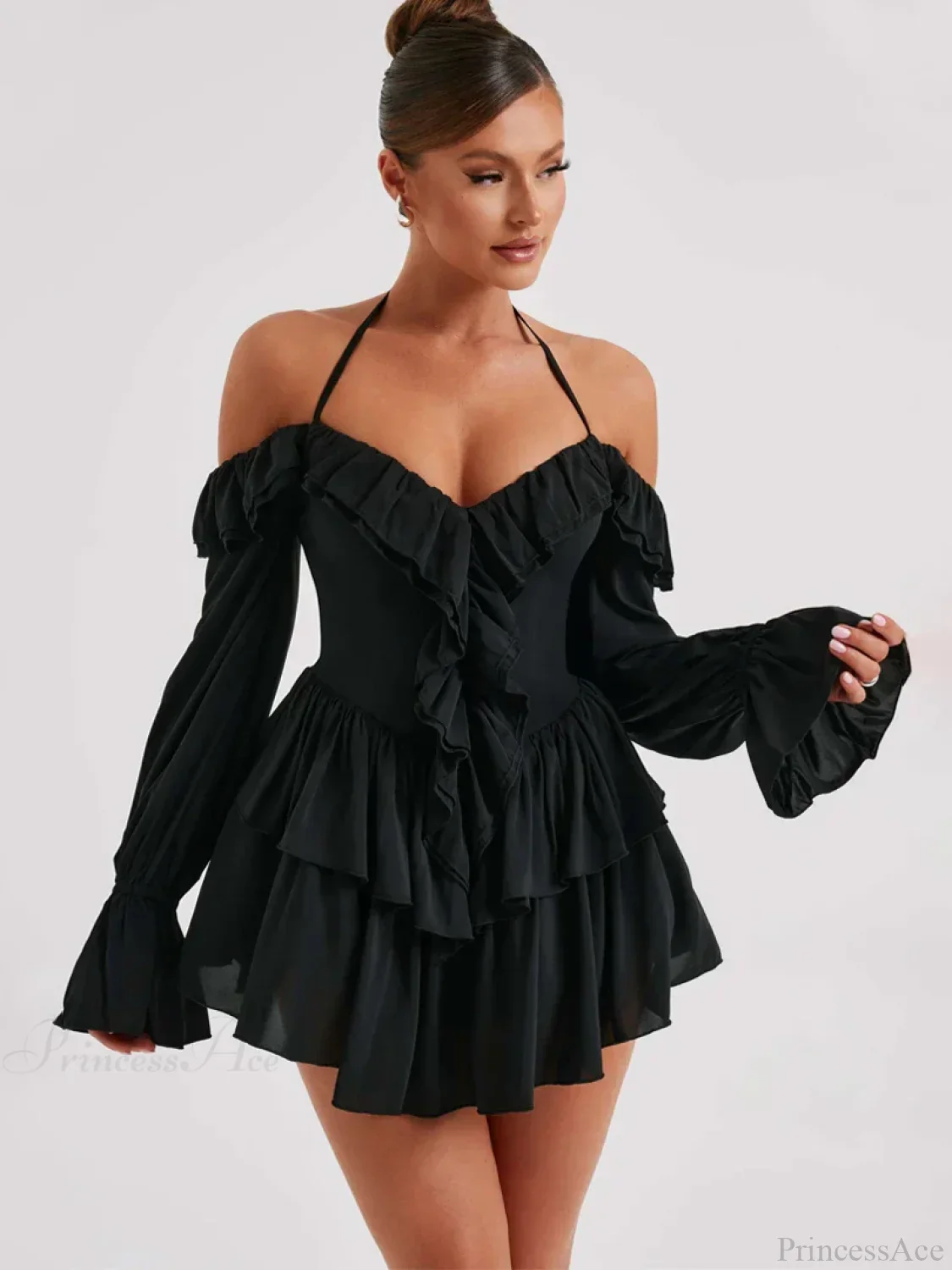 Ruffle Flare Sleeve Mini Dress - Image 4