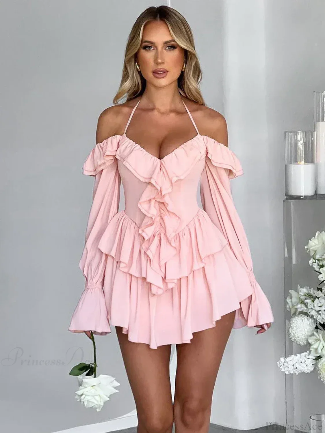 Ruffle Flare Sleeve Mini Dress - Image 5