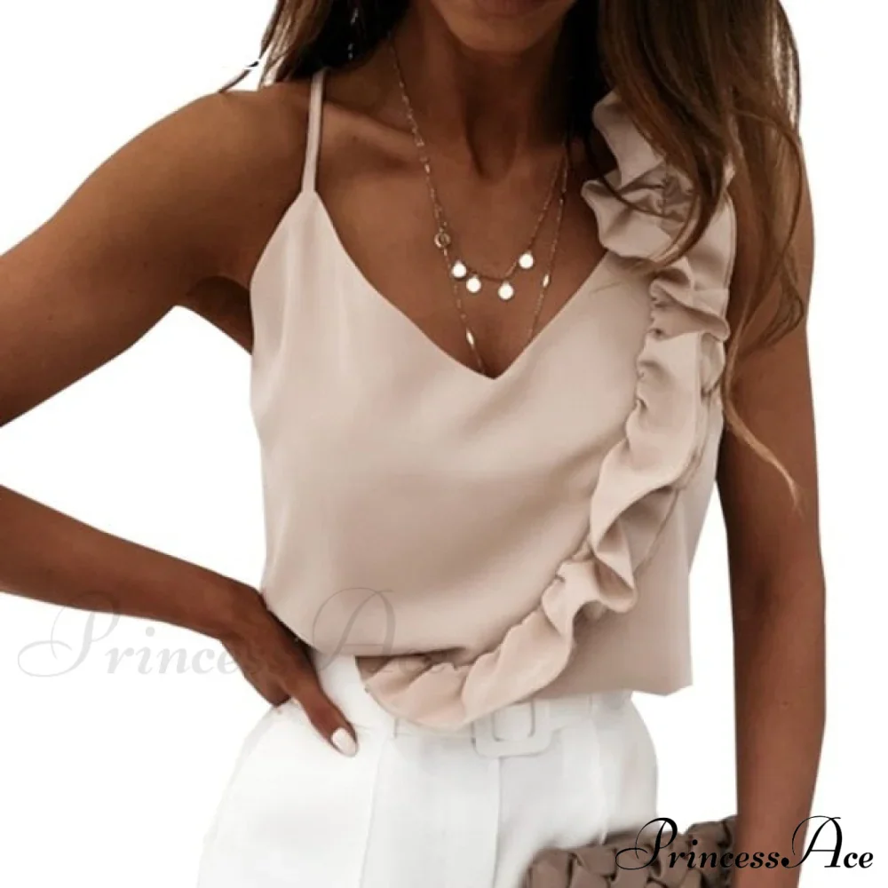 Ruffle Spaghetti Strap V Backless Top - Image 20