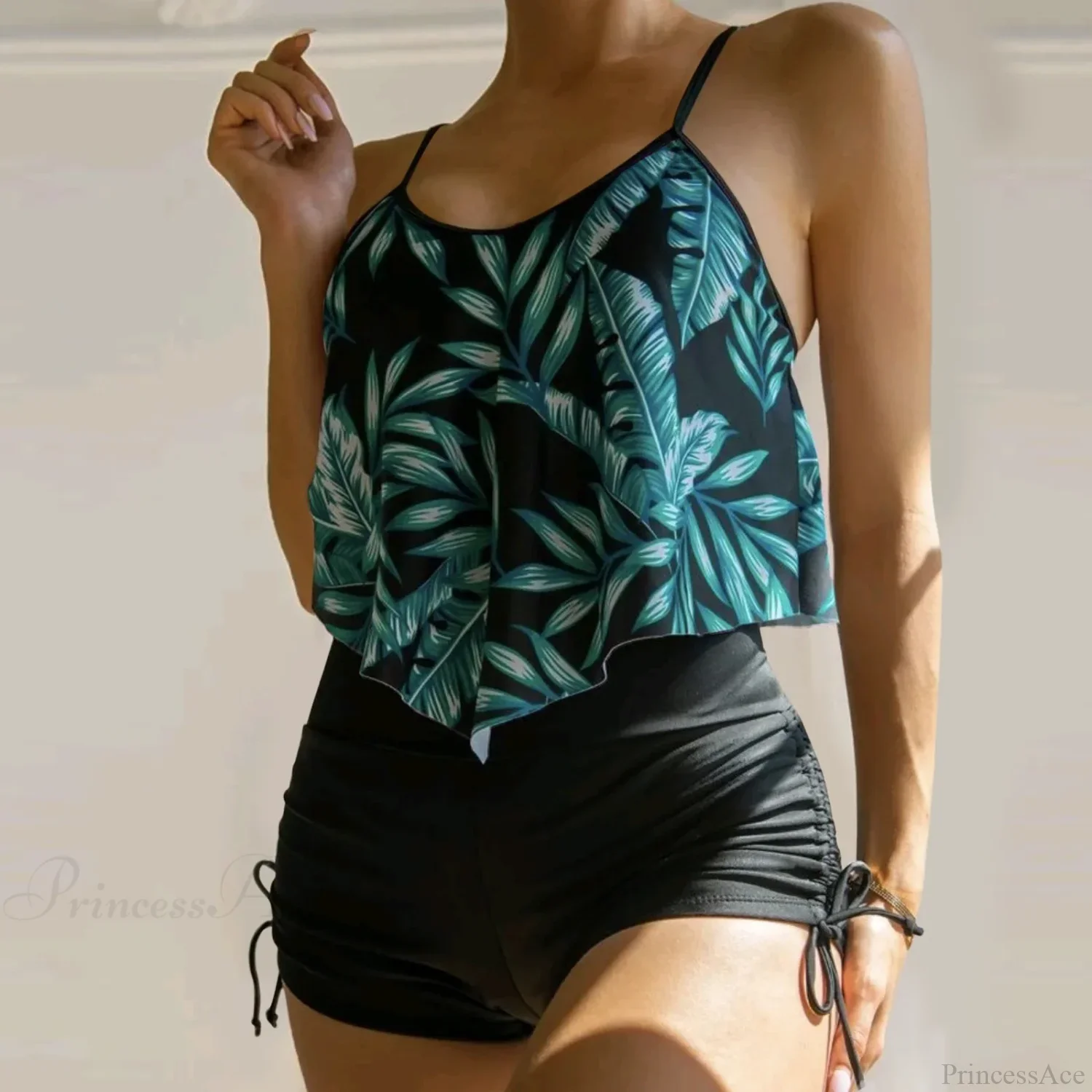Ruffle Strap Plus Size Two Piece Set