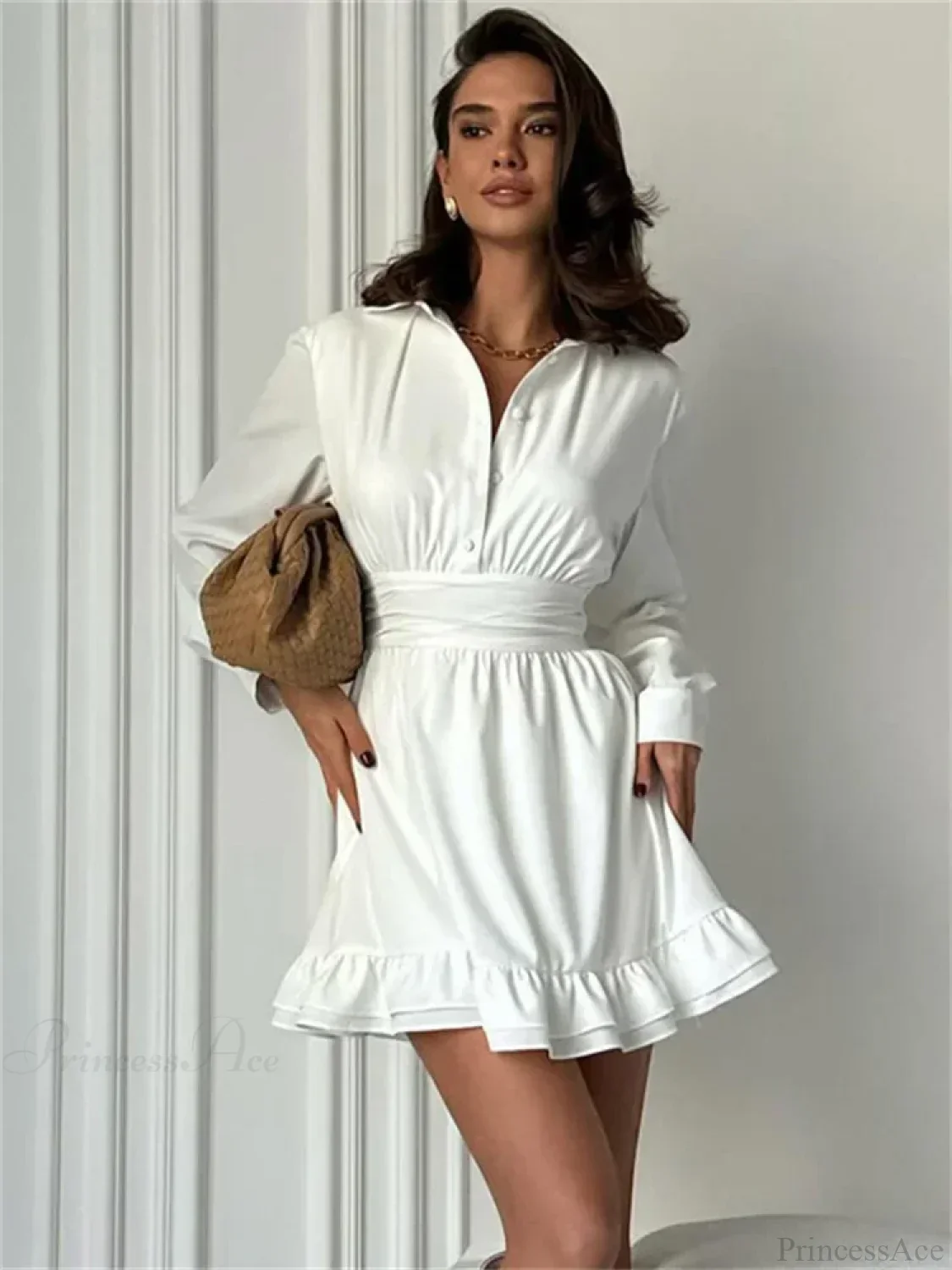 Ruffled Bandage Lace-Up Mini Dress - Image 5