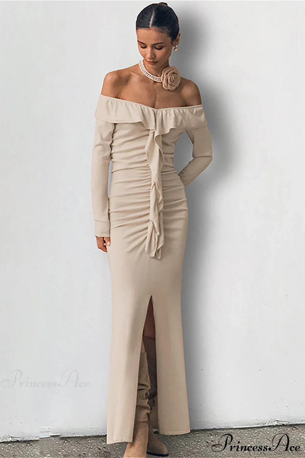 Ruffled Bandeau High end Split Mermaid Maxi Dress