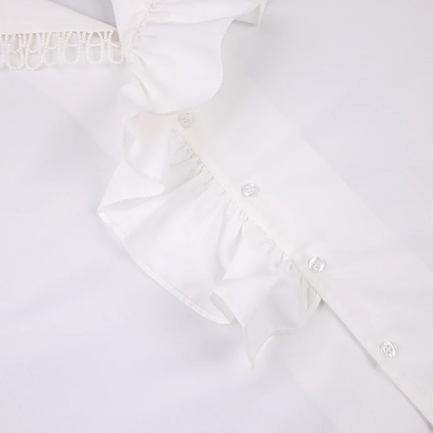 Ruffled Deep V-Neck Lace Trim Blouse - Image 5