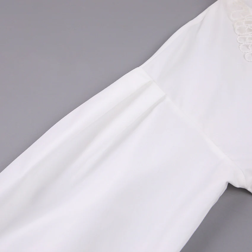 Ruffled Deep V-Neck Lace Trim Blouse - Image 6