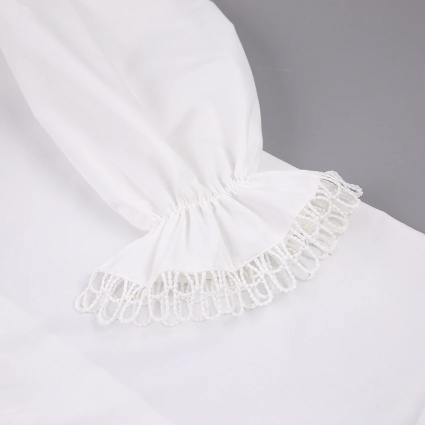 Ruffled Deep V-Neck Lace Trim Blouse - Image 7