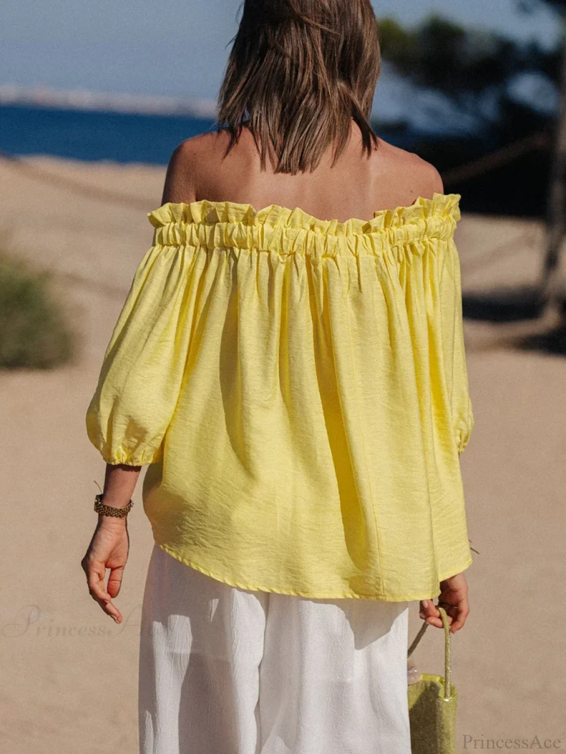 Ruffled Off-Shoulder Solid Fashion Blouse - Image 2