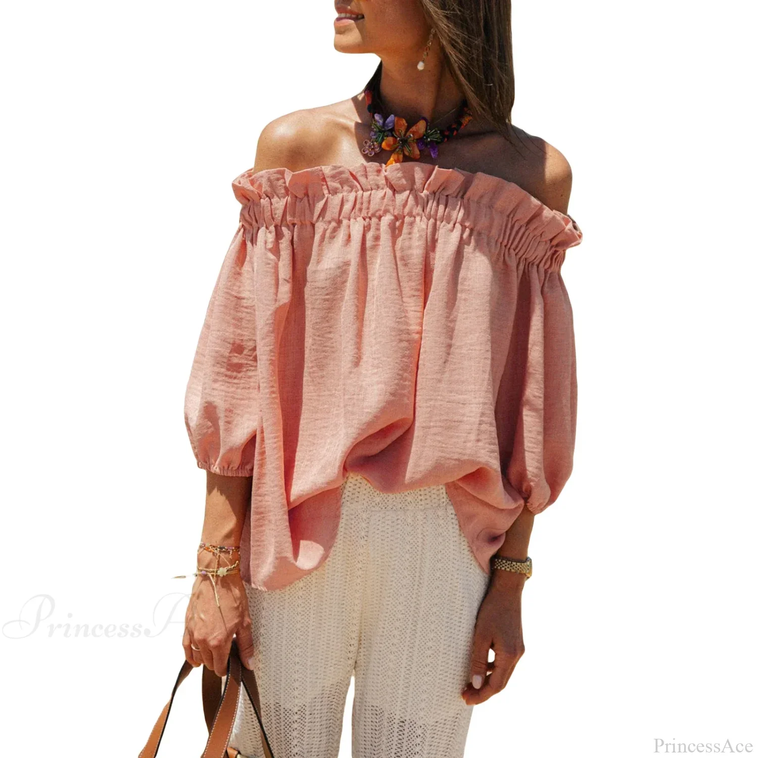 Ruffled Off-Shoulder Solid Fashion Blouse - Image 6