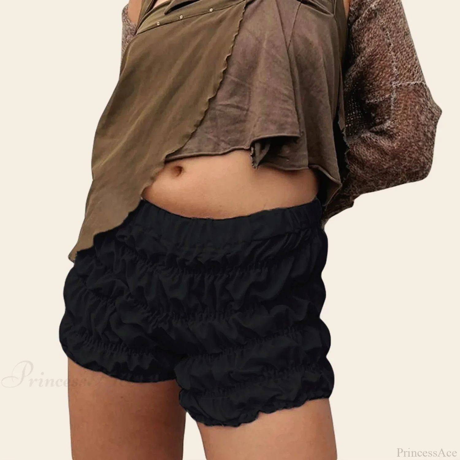 Ruffled Ruched Solid Bloomer Short - Image 3
