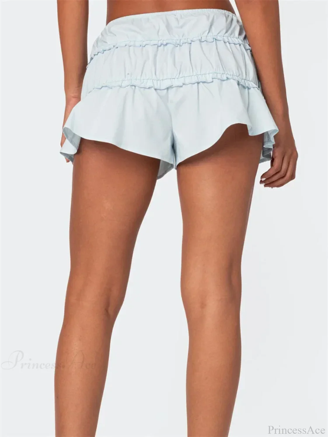 Ruffled Solid Elastic Waist Short - Image 4