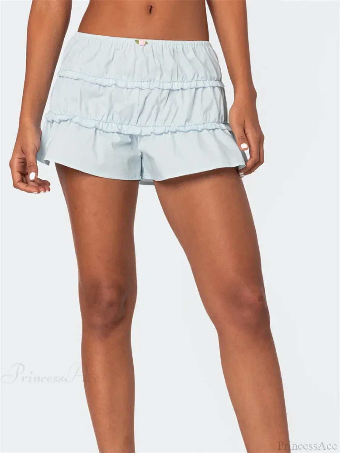 Ruffled Solid Elastic Waist Short - Image 5