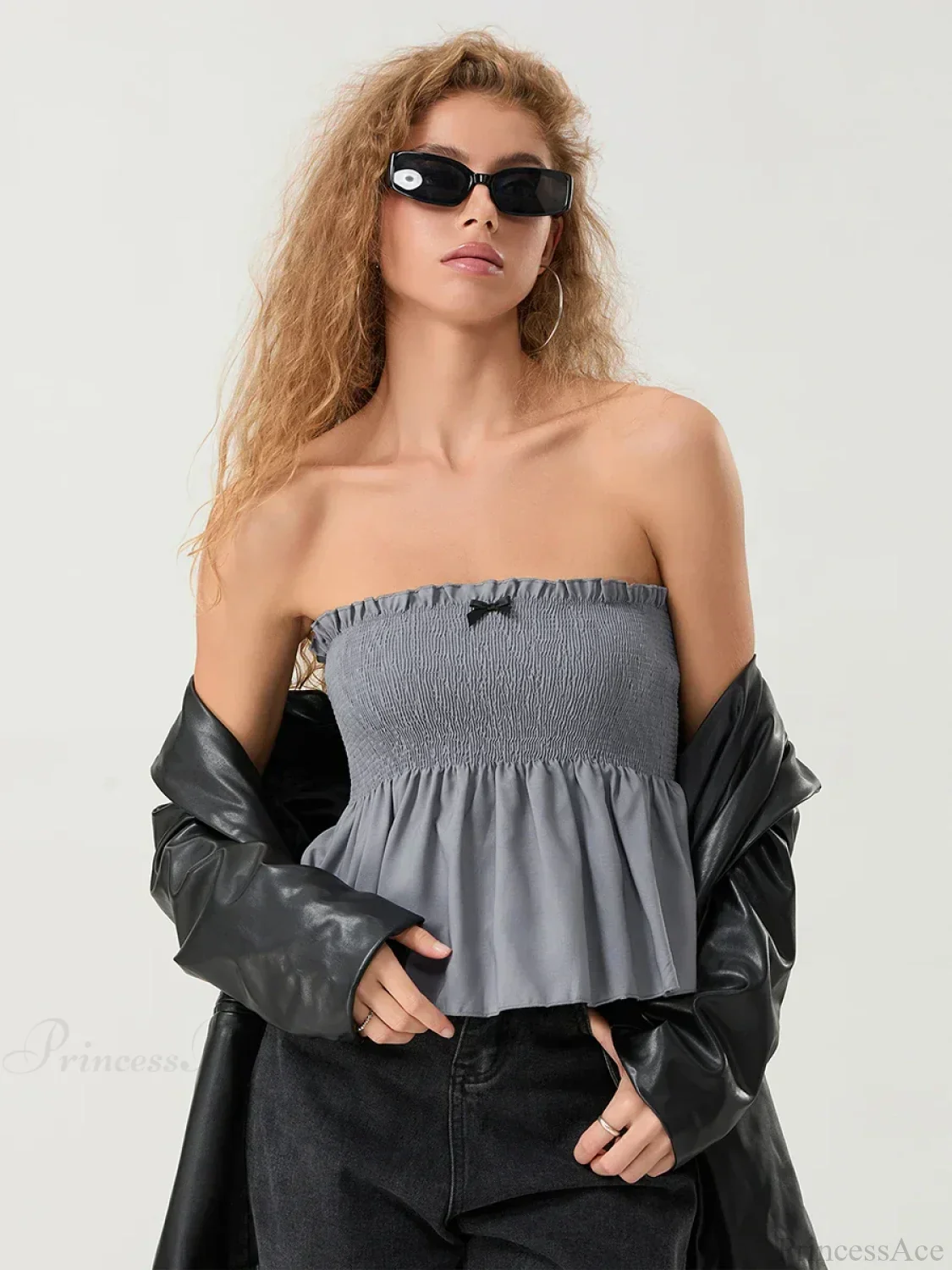 Ruffled Strapless Smocked Flowing Hem Bodydoll Tube Top - Image 5
