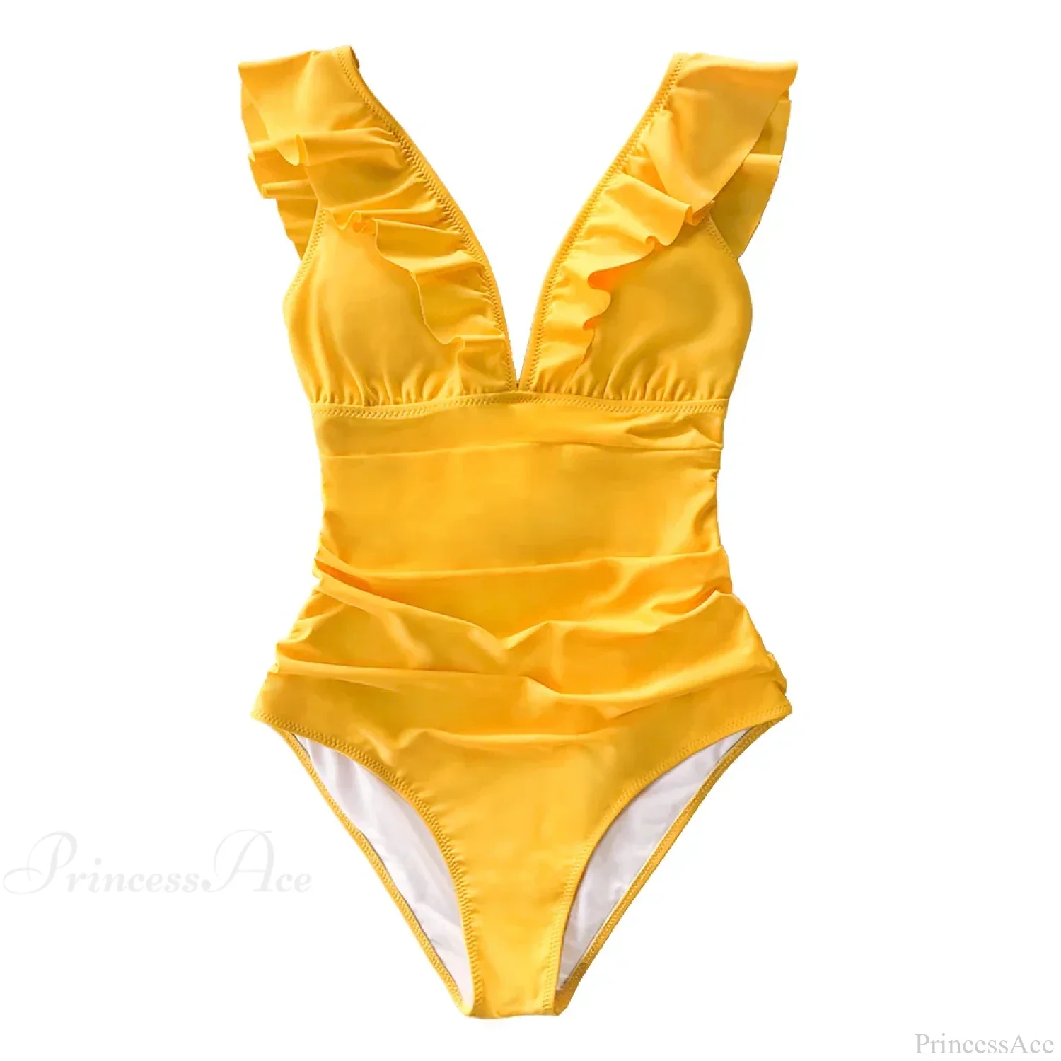 Ruffled V-neck Lace Up Monokini One Piece Set - Image 10