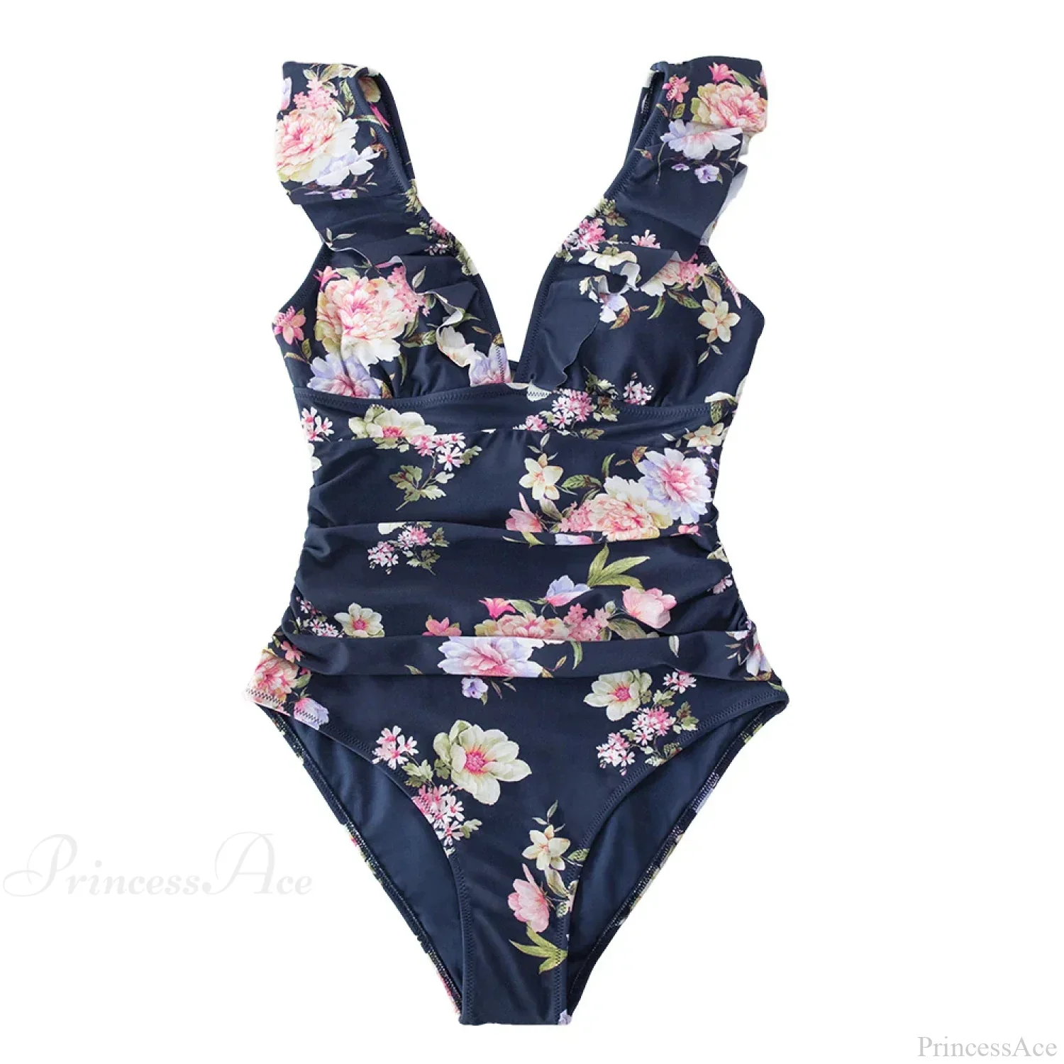 Ruffled V-neck Lace Up Monokini One Piece Set - Image 12