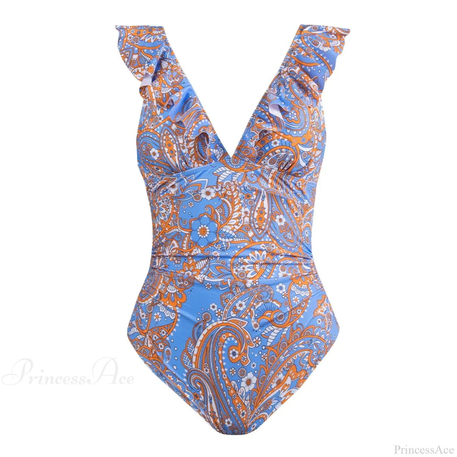 Ruffled V-neck Lace Up Monokini One Piece Set - Image 13