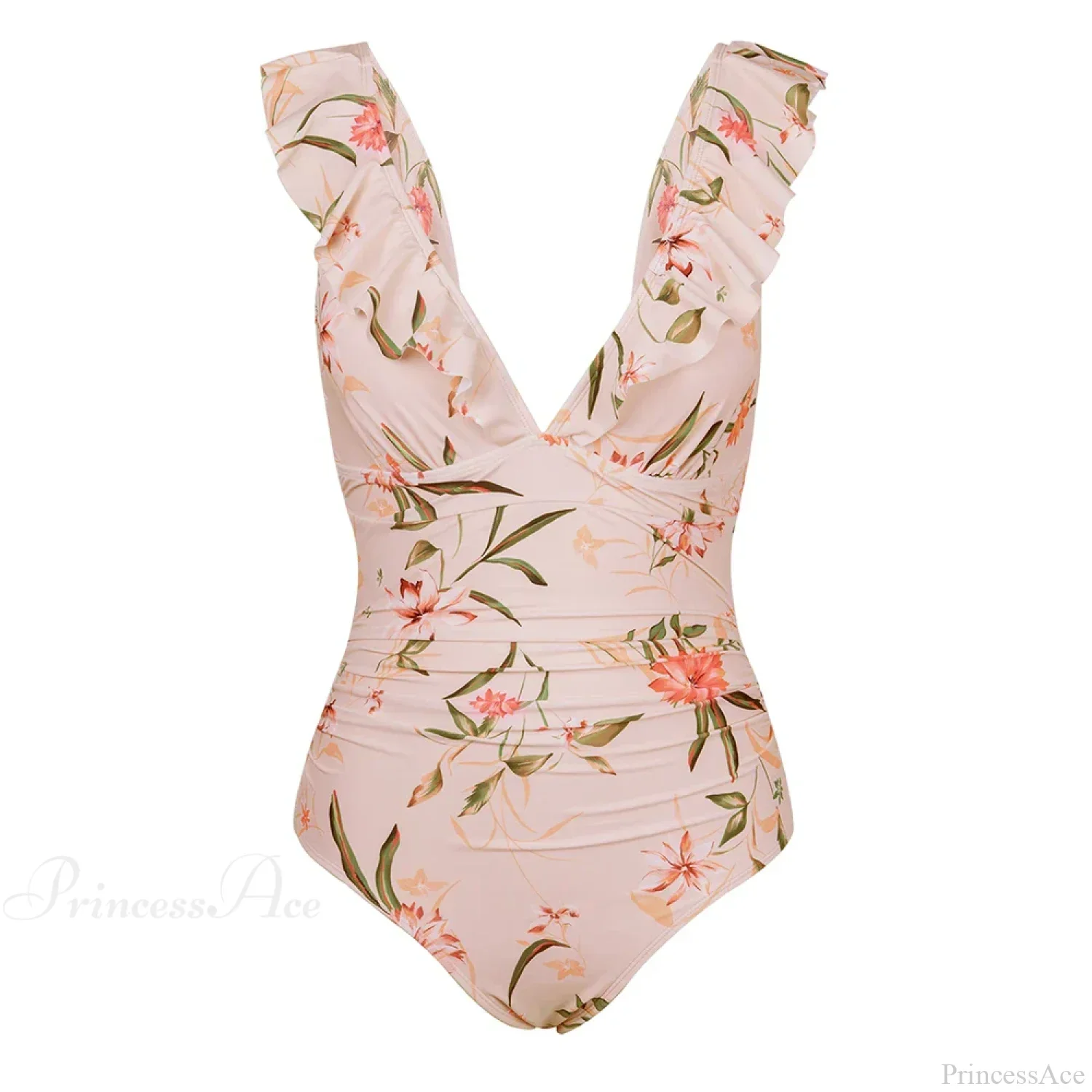 Ruffled V-neck Lace Up Monokini One Piece Set - Image 17