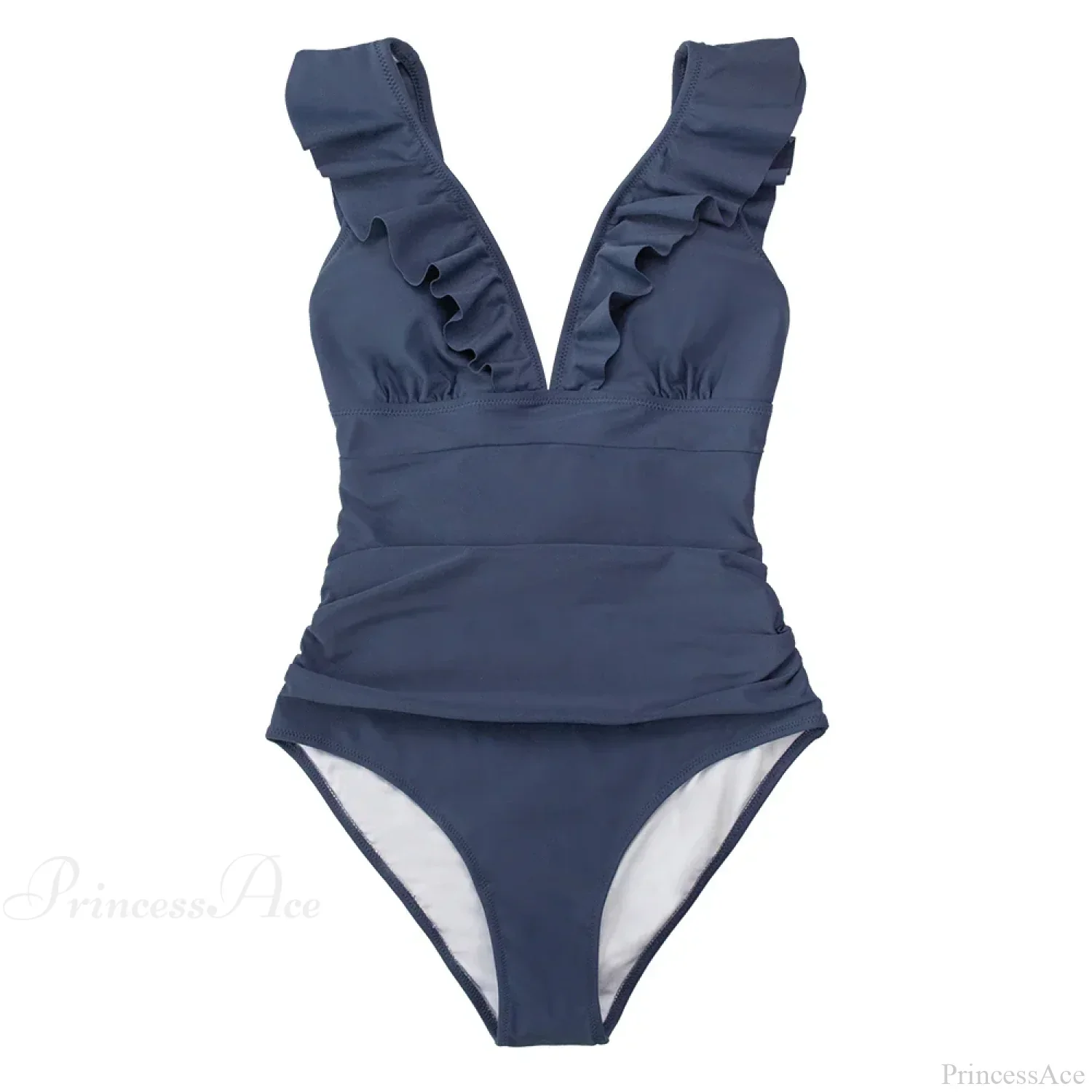 Ruffled V-neck Lace Up Monokini One Piece Set - Image 4