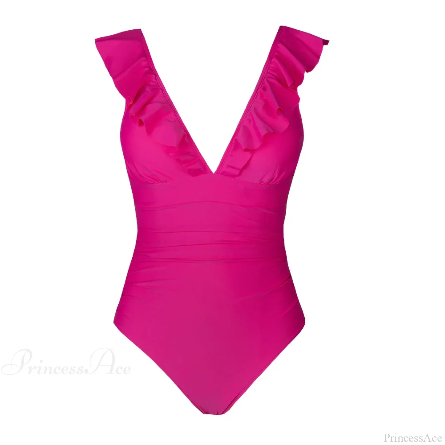 Ruffled V-neck Lace Up Monokini One Piece Set - Image 5