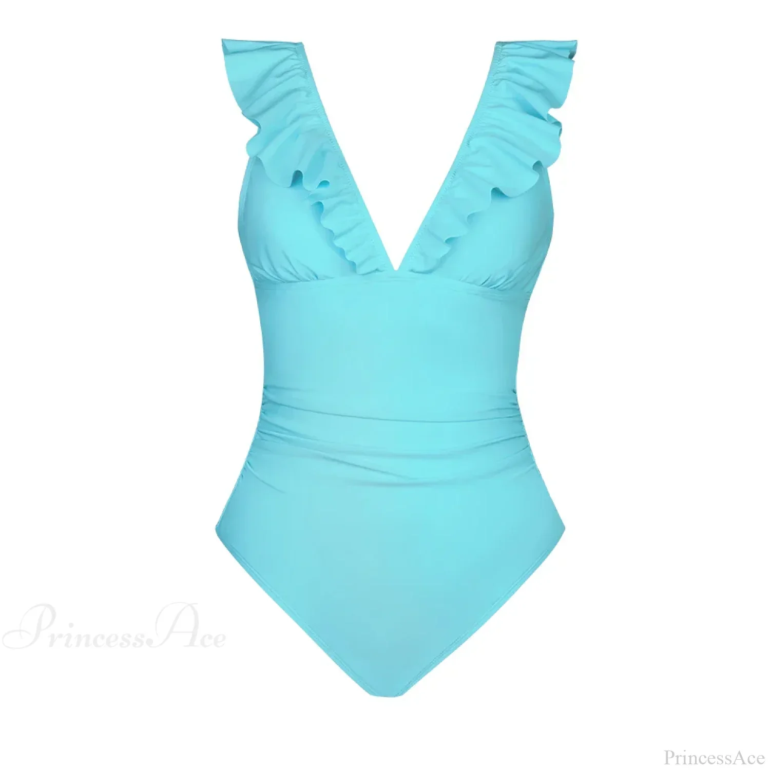 Ruffled V-neck Lace Up Monokini One Piece Set - Image 9
