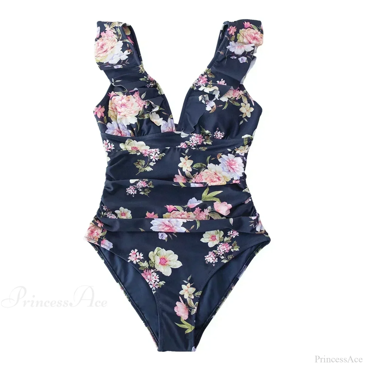 Ruffled V-neck Lace Up One Piece Set - Image 5