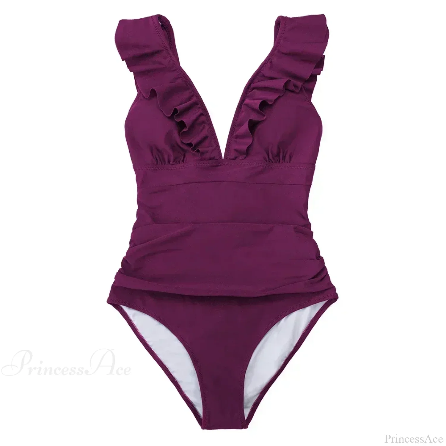 Ruffled V-neck Lace Up One Piece Set - Image 8