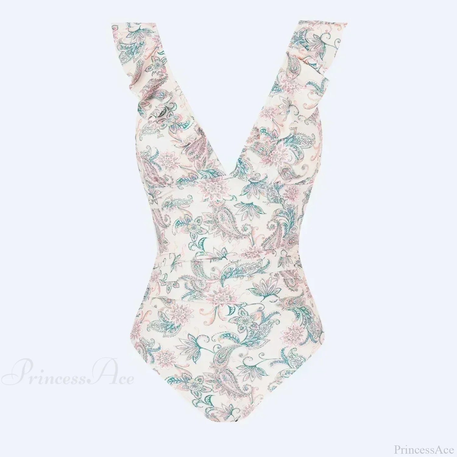 Ruffled V-neck Lace Up One Piece Set - Image 3