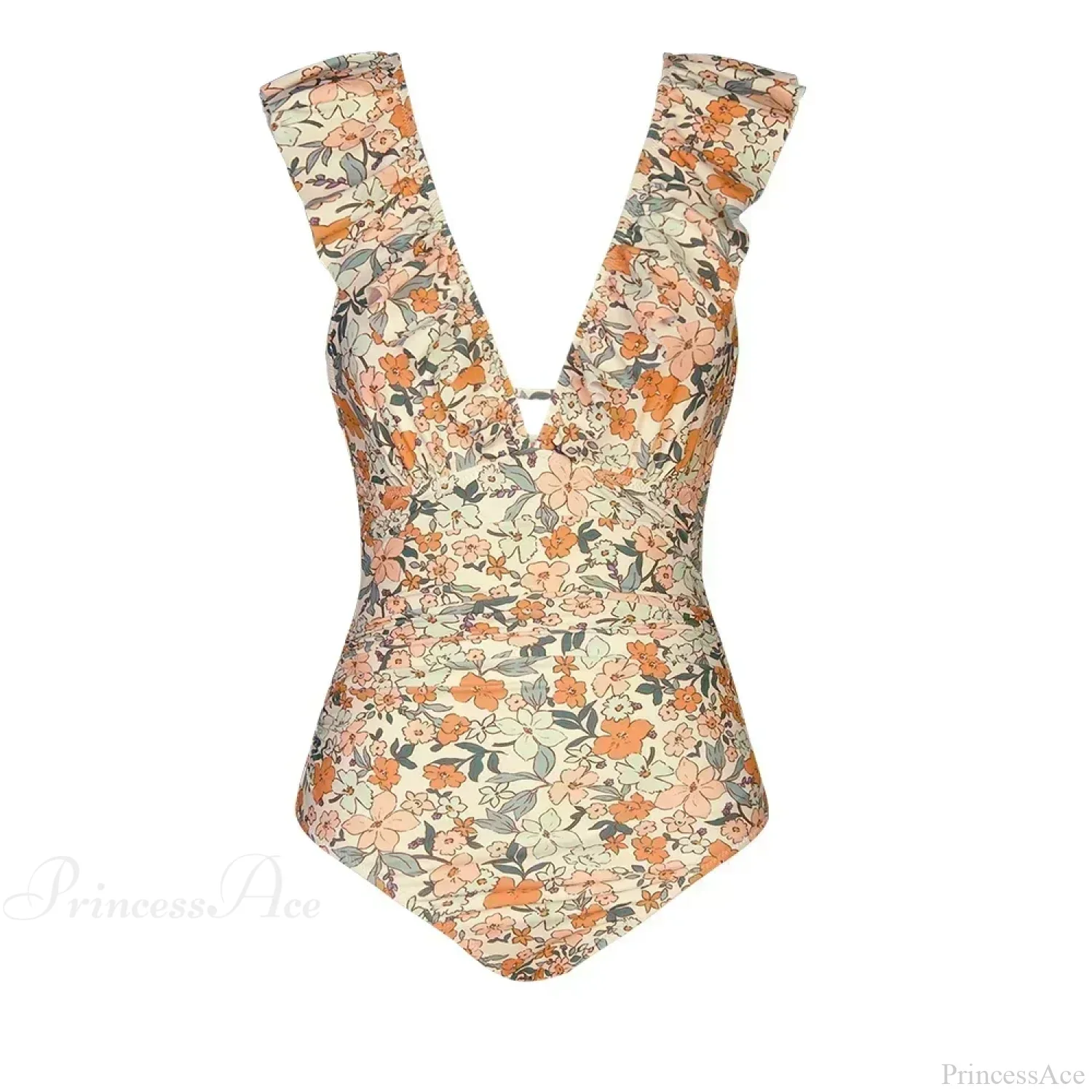 Ruffled V-neck Lace Up One Piece Set - Image 4