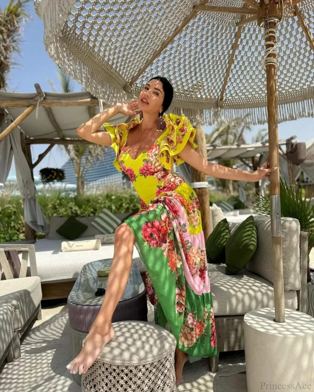 Ruffles Flower Print Skirt Two Piece Set - Image 3