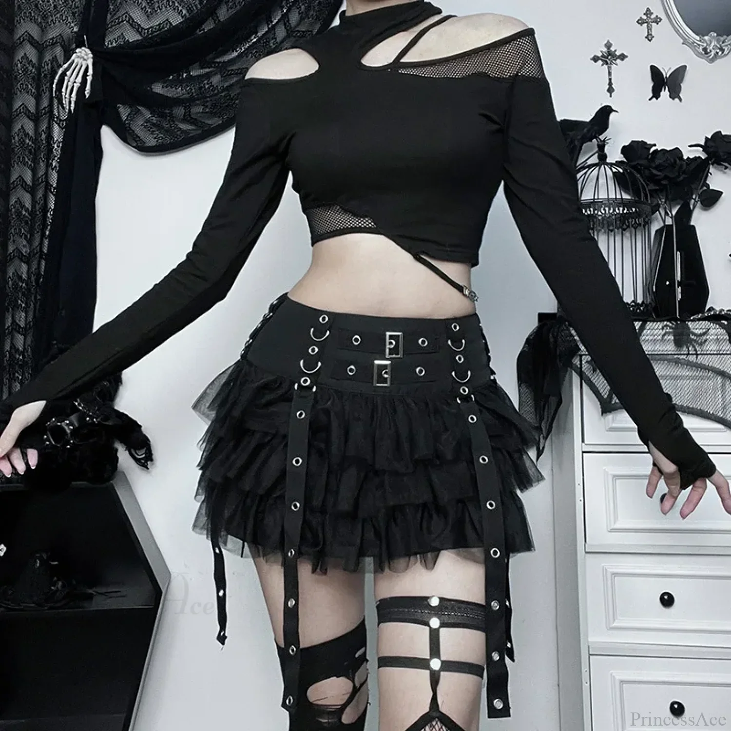 Ruffles Mesh Splice A-line Skirt - Image 5