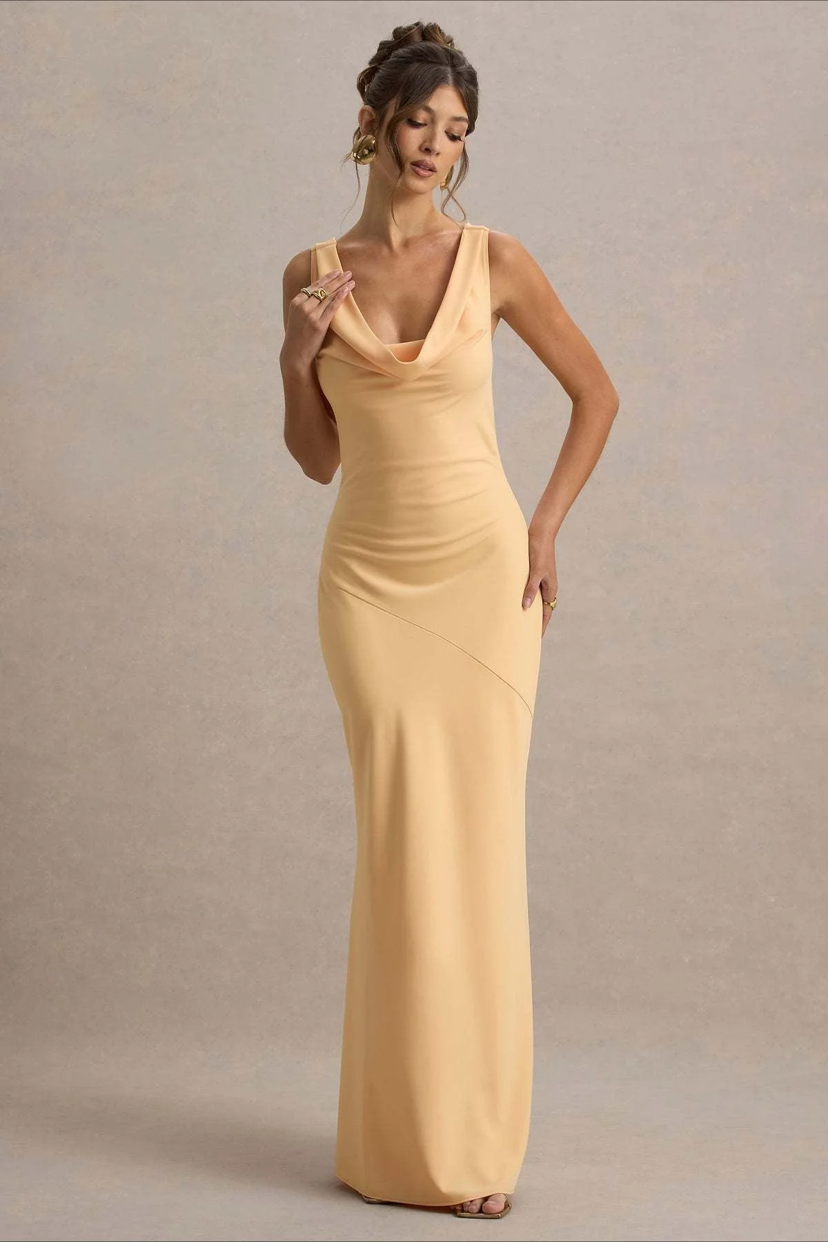 Satin Bodycon Backless Fish Maxi Dress - Image 13