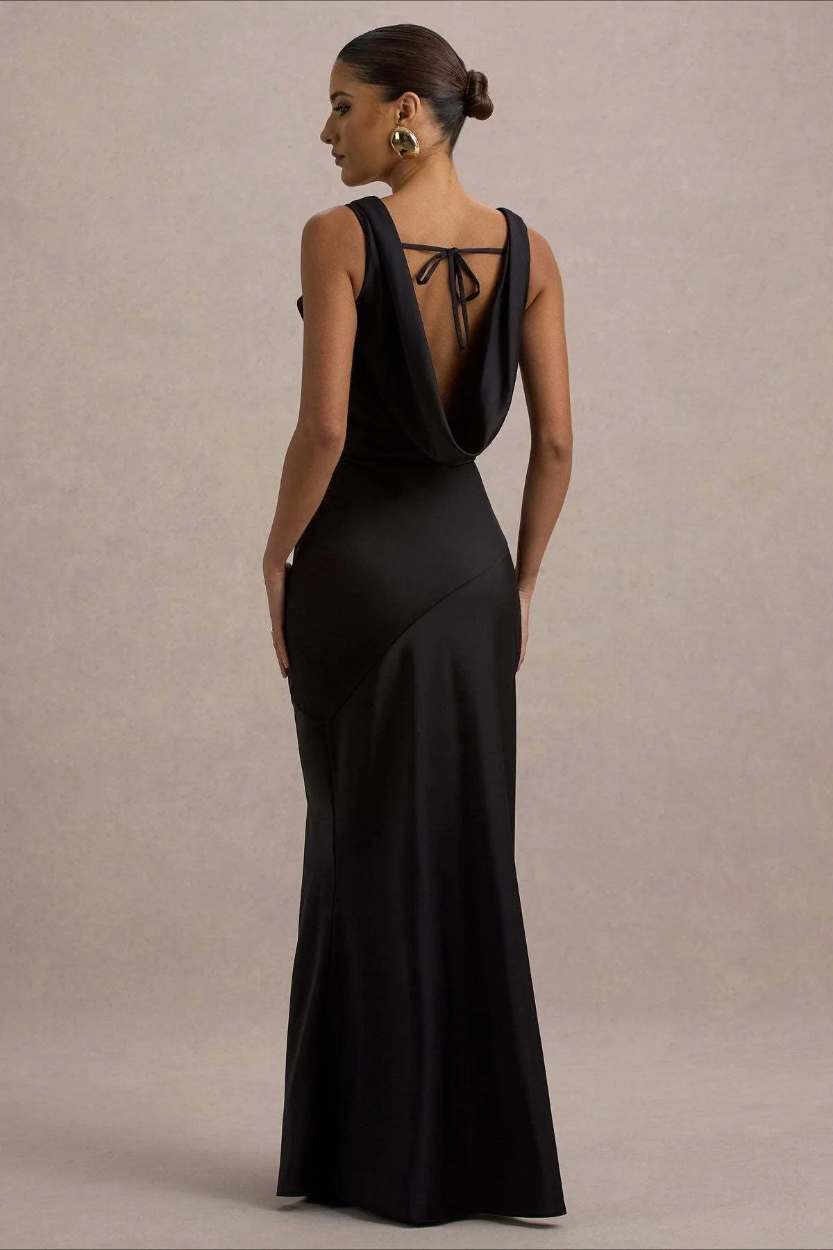 Satin Bodycon Backless Fish Maxi Dress - Image 8