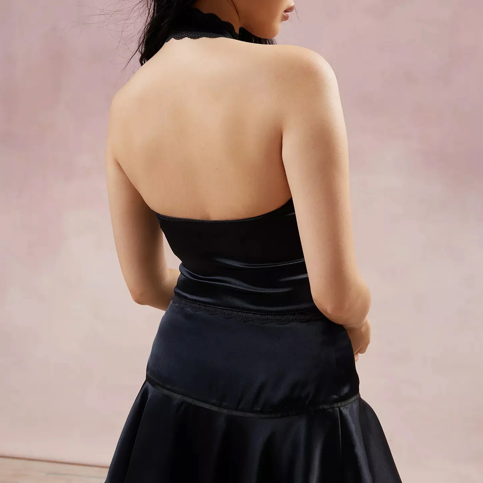 Satin Bowknot V-Neck Crop Top - Image 5