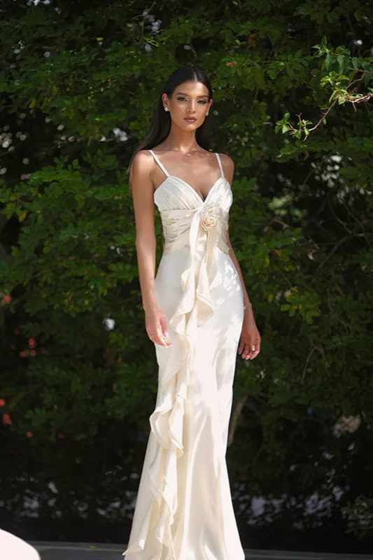 Satin Floral Tie-Back Slim Fit Slip Dress Party Dress