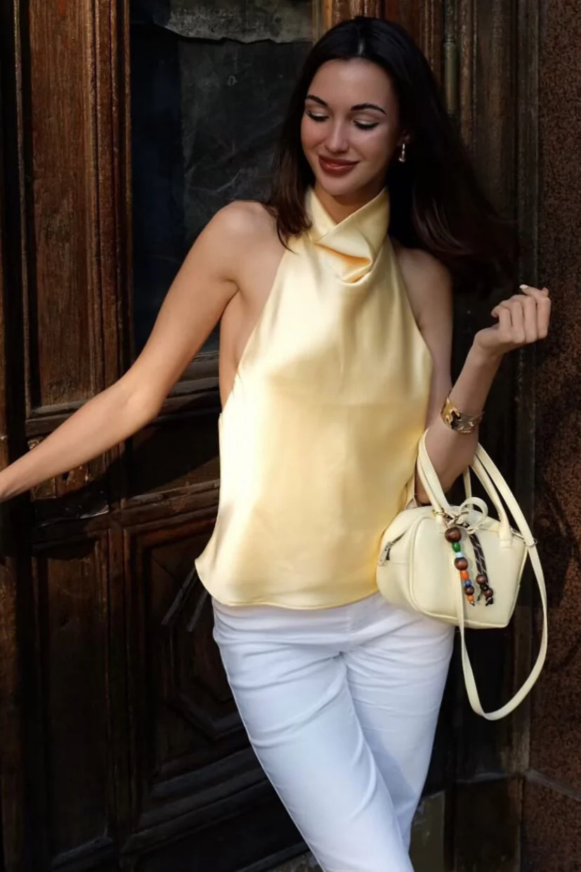 Satin Halter Top with Elegant Design