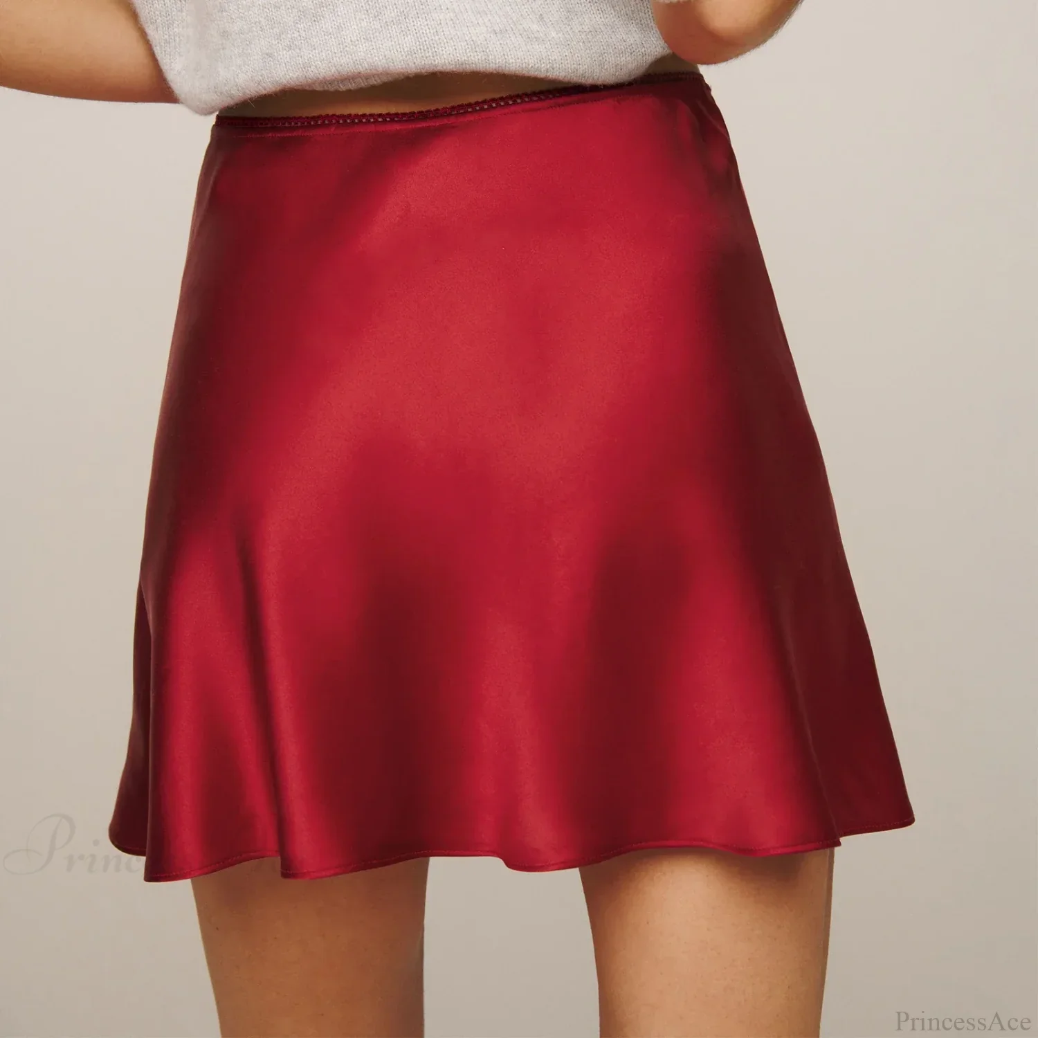 Satin Lace Bow Flared Skirt - Image 6