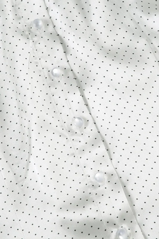 Satin Polka Dot Short Sleeve Blouse - Image 4