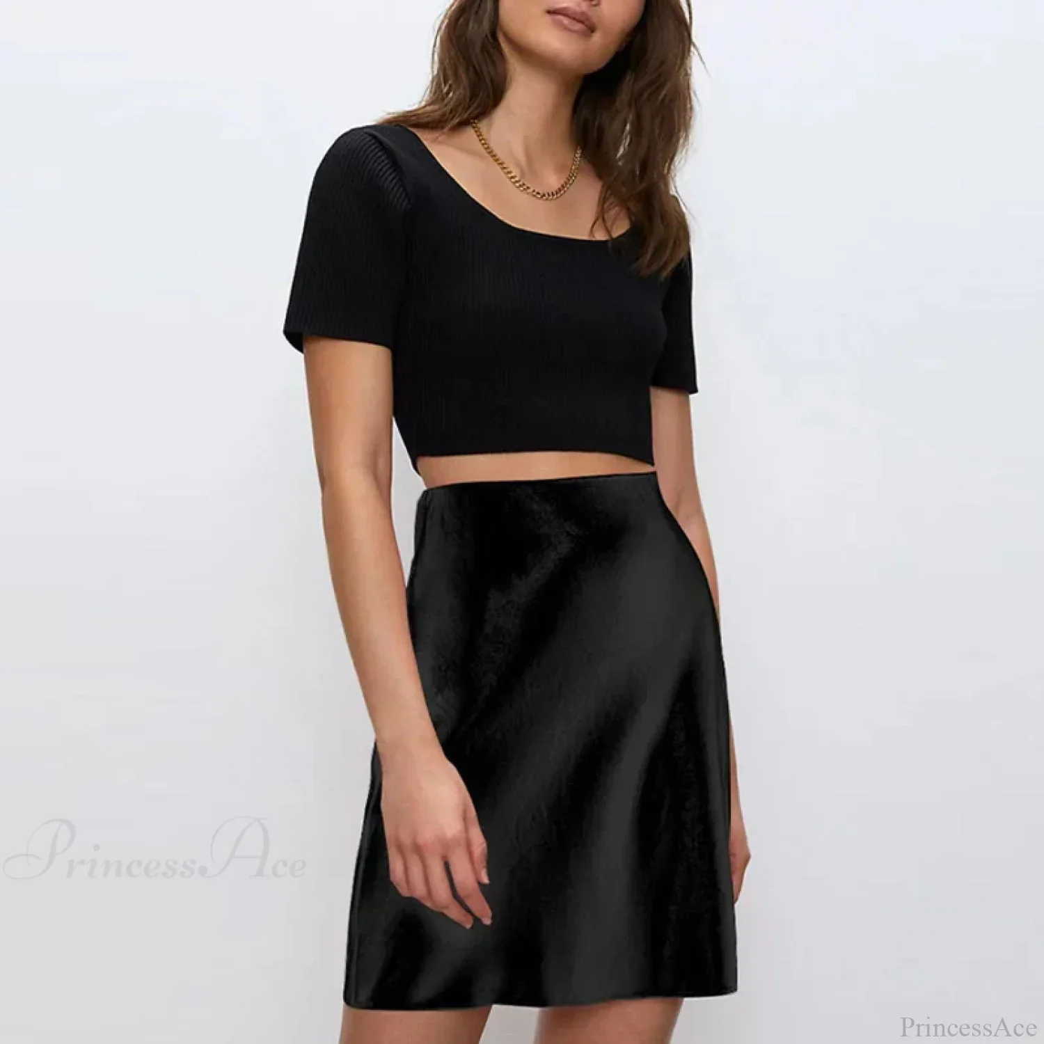 Satin Side Zipper Slim Skirt - Image 6