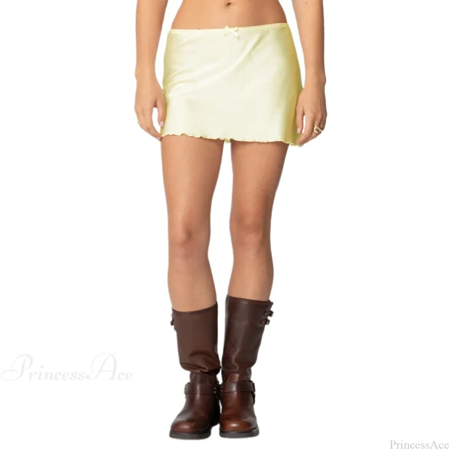Satin Solid Low Waist Skirt - Image 7