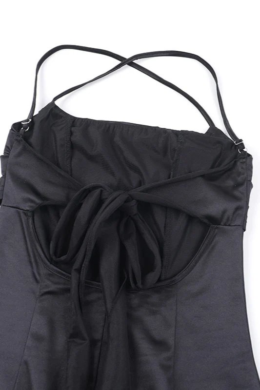 Satin Square Neck High Split Bodycon Party Dress - Image 11