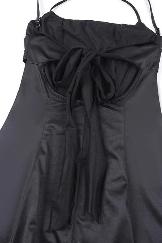 Satin Square Neck High Split Bodycon Party Dress - Image 12