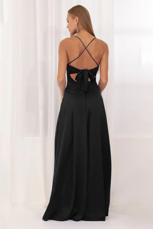 Satin Square Neck High Split Bodycon Party Dress - Image 3