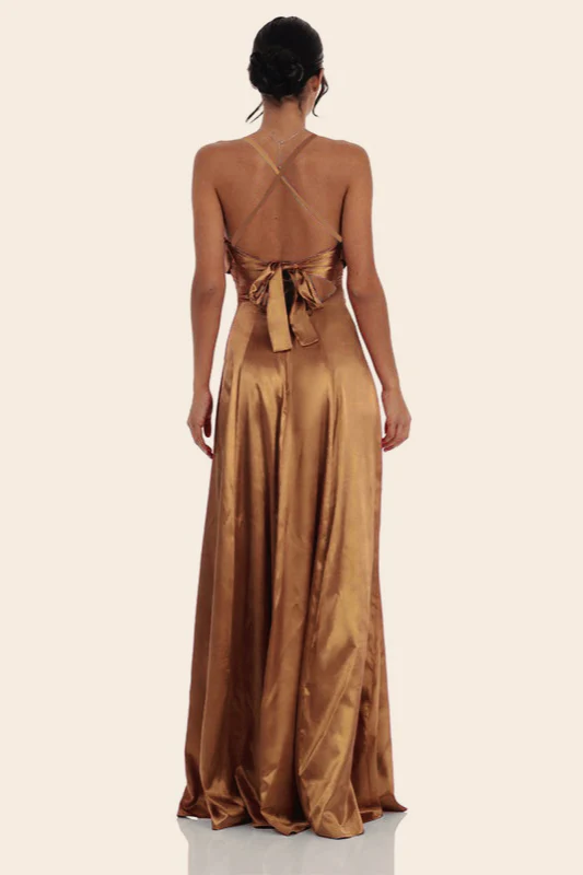 Satin Square Neck High Split Bodycon Party Dress - Image 6