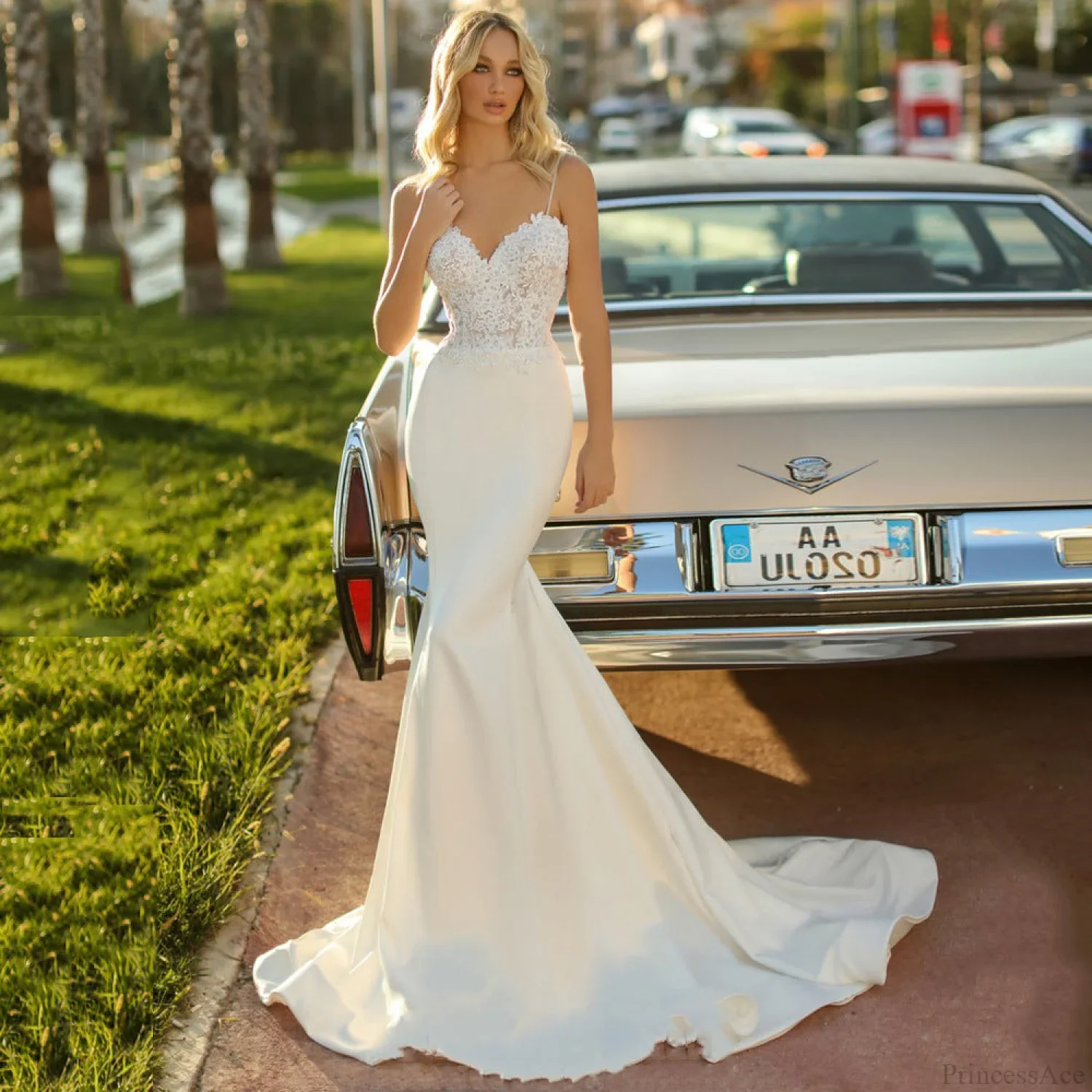 Satin Strapless Mermaid Wedding Dress - Image 4